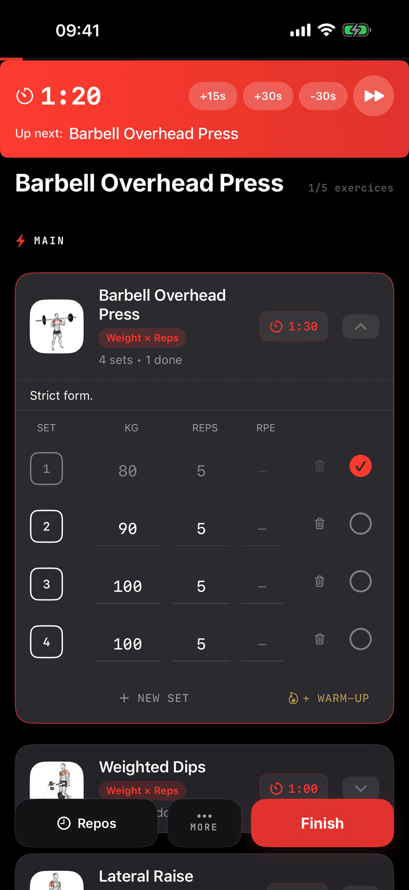 App ZON — séance en cours