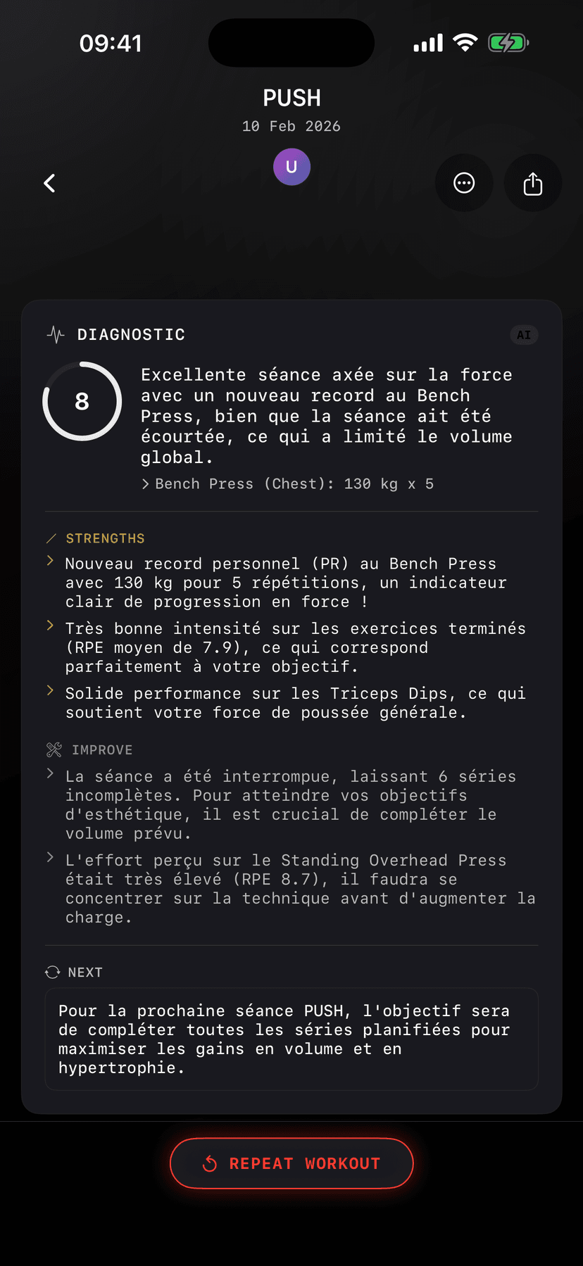 App ZON — débrief IA post-séance