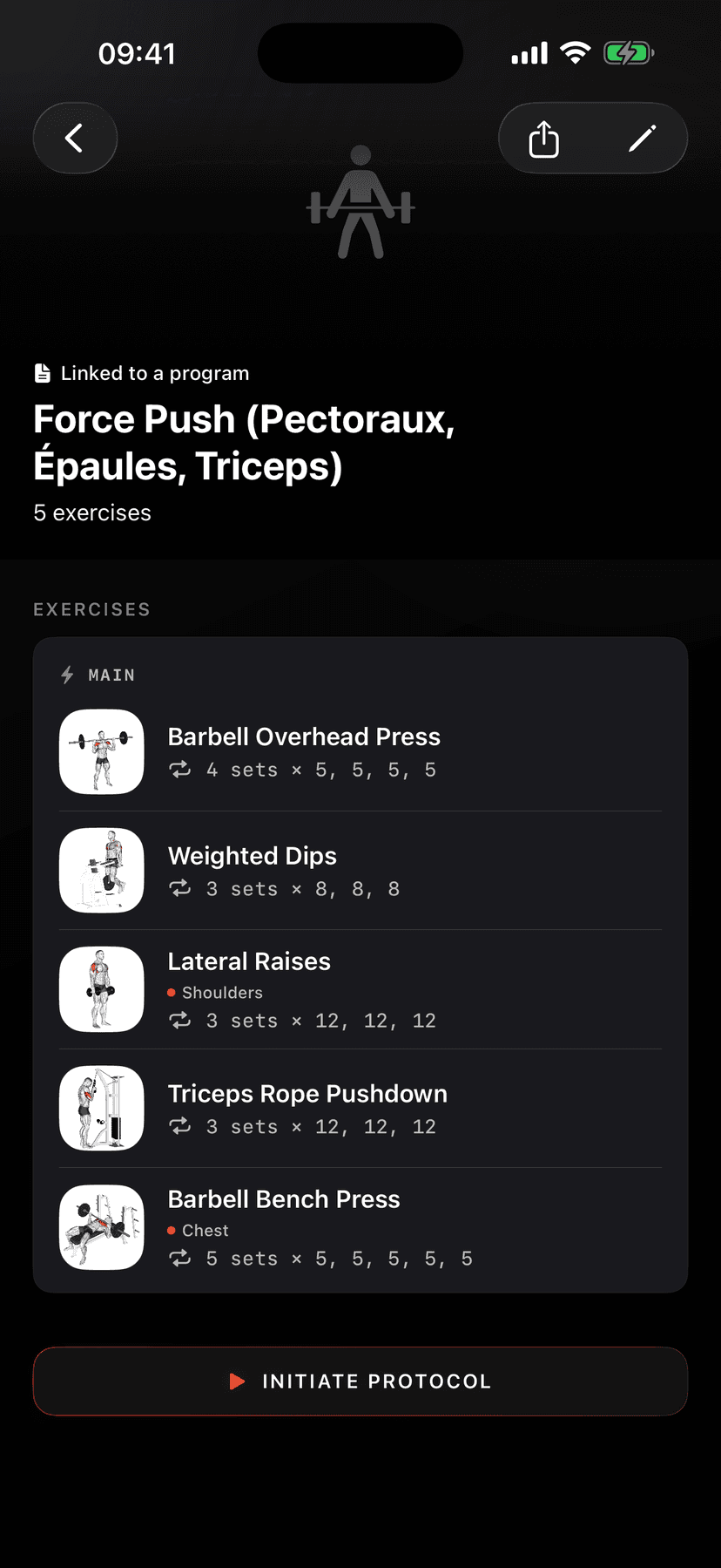 App ZON — détail d'une séance